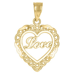 10kt 10k Gold Yellow Unisex Love Heart Charm Pendant